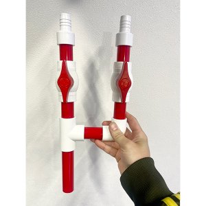 画像: メインポンプ分岐配管レッド　ホース内19mm　中間パイプ/ポンプ25mmパイプ