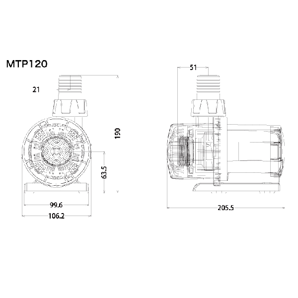 画像2: Mantis（マンティス）DCポンプ MTP120（最大流量12000L/h）